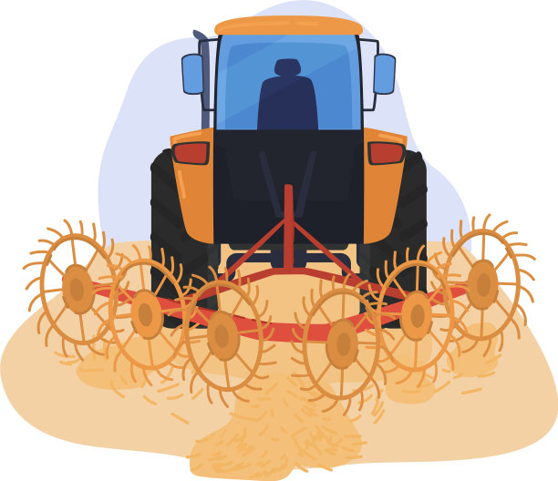 收获麦田小麦的农用设备图片下载