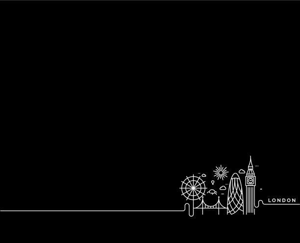 黑白相间的伦敦轮廓线图片下载