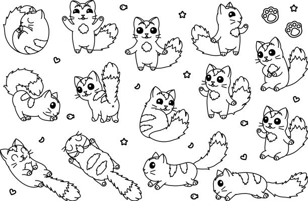 可爱的小猫套装图片下载