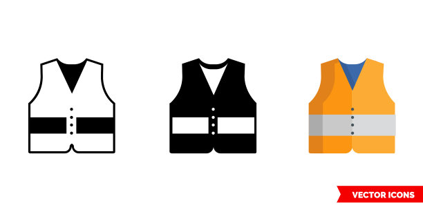 防护背心图标3种类型隔离图片下载