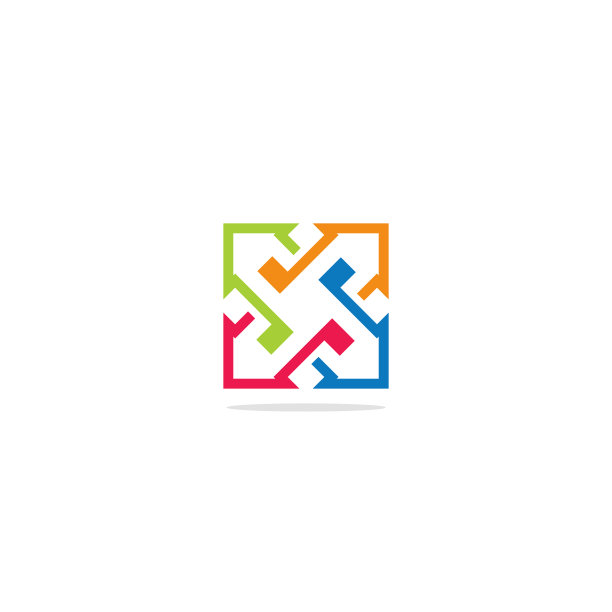 方形箭头圆形彩色logo图片下载