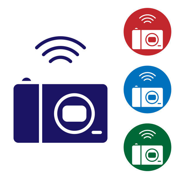 蓝色智能相机系统图标隔离图片下载