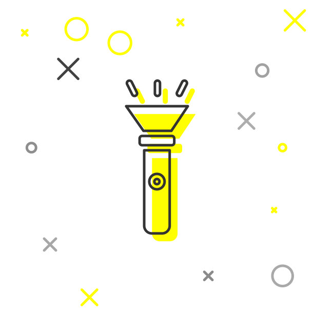 灰色线手电筒图标孤立在白色图片下载