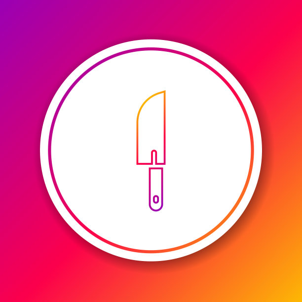 彩色线刀图标孤立在彩色背景上图片下载