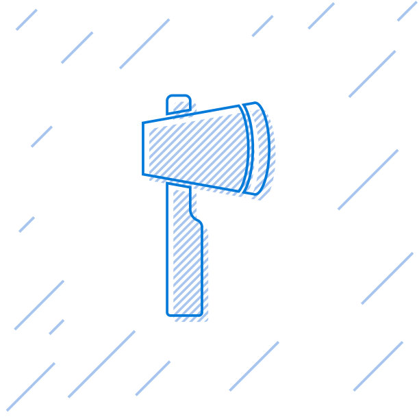 蓝线木斧图标孤立在白色图片下载