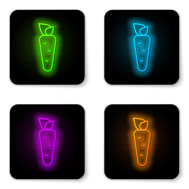 发光的霓虹灯线胡萝卜图标孤立在白色图片下载