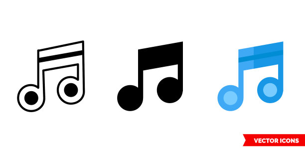 音符图标3种类型孤立符号图片下载