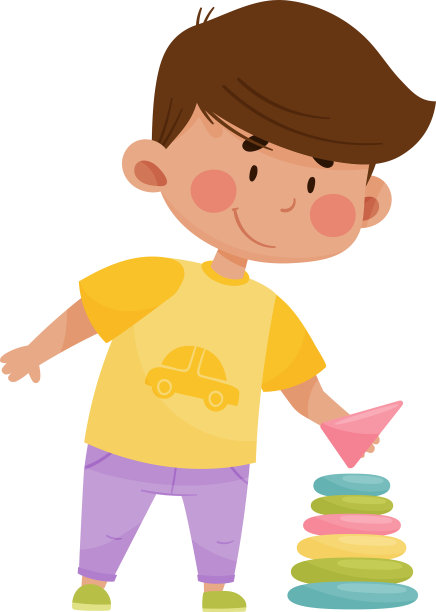 小男孩孤立地玩建筑玩具图片下载