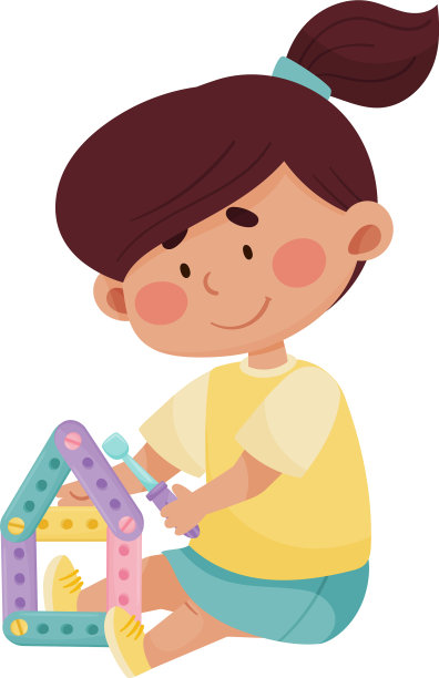 快乐的女孩坐着玩图片下载