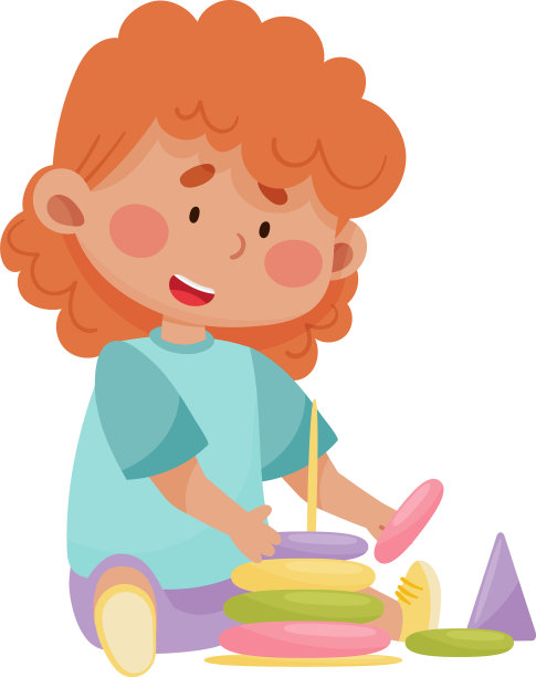 小女孩坐着玩建筑图片下载