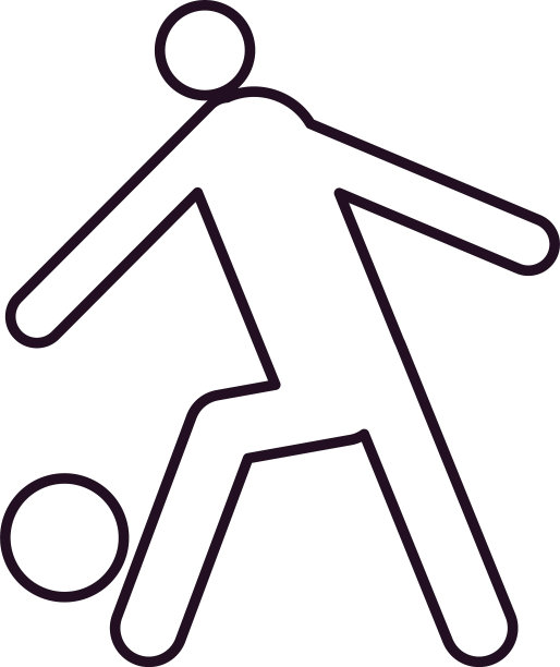 足球运动员与球线风格的图标图片下载