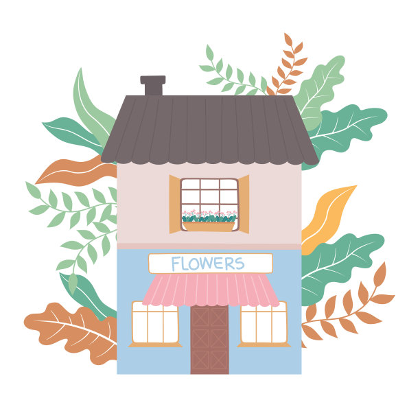 正面观花商店建筑商业图片下载