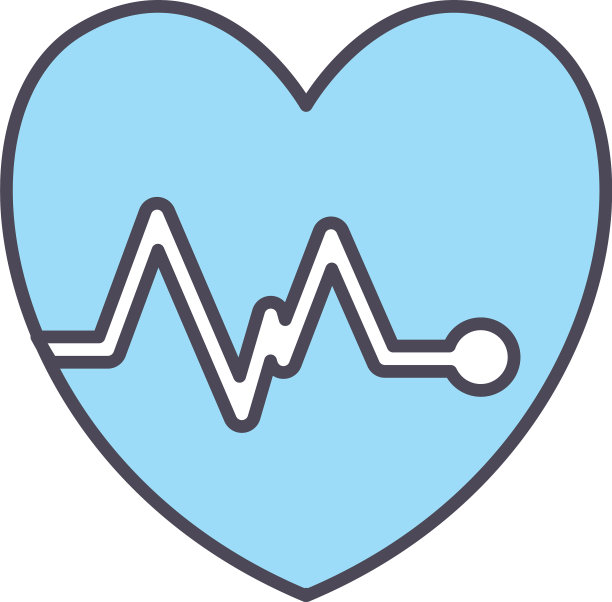 心脏脉搏线和图标填充风格设计图片下载