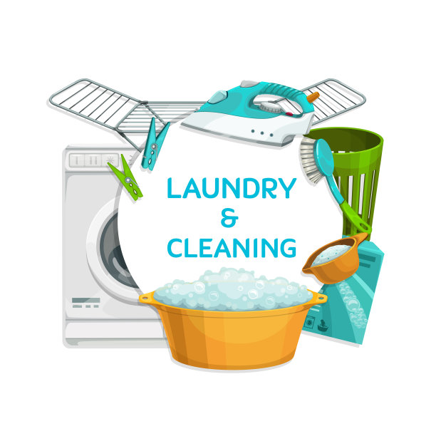 洗涤和熨烫衣服横幅图片下载