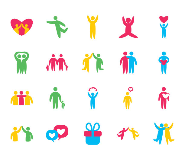 朋友平面风格图标集设计图片下载