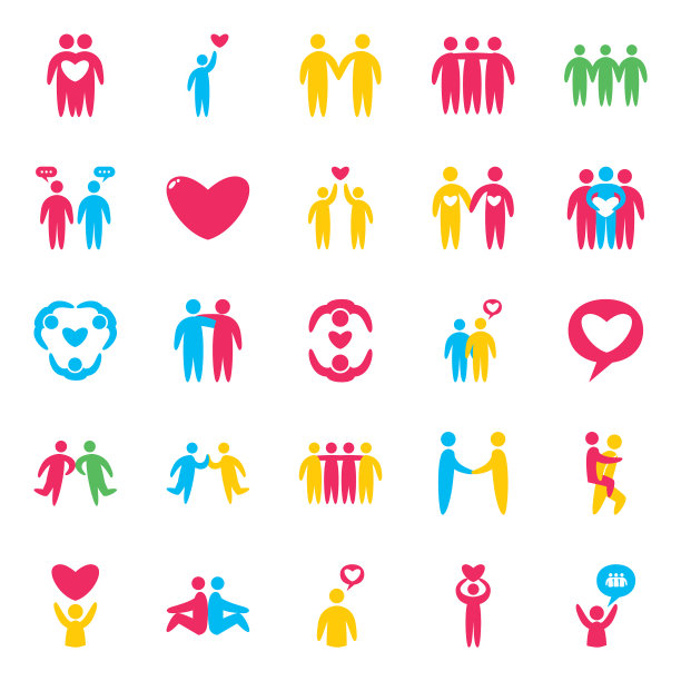 朋友平面风格图标集设计图片下载