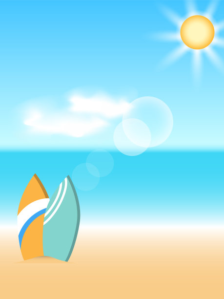夏季海滩海报背景使用冲浪板图片下载