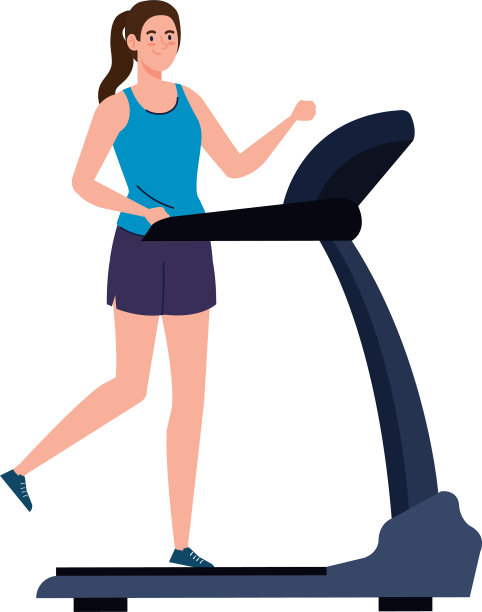 在跑步机上跑步的运动女性图片下载