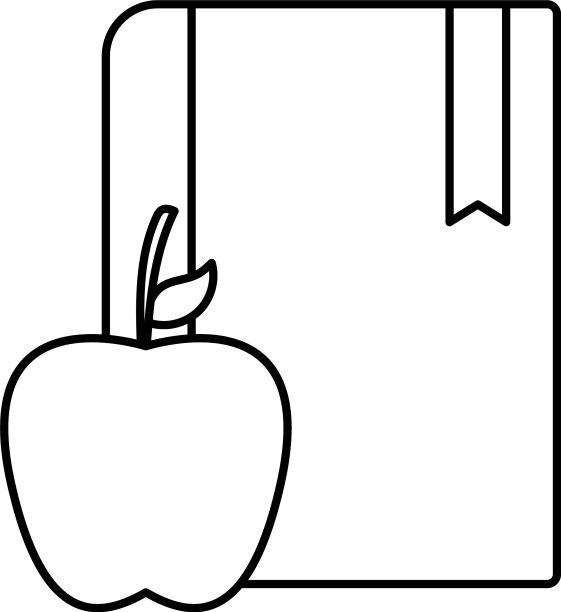 教育书籍和苹果线风格的图标图片下载