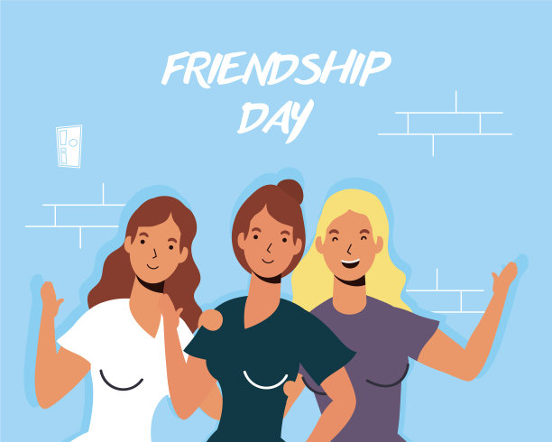 年轻女孩的角色在友谊日图片下载