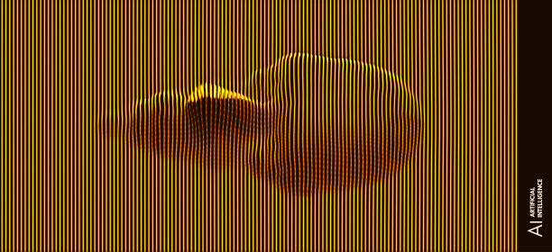 发光的led条纹挤出的3D人脸。技术和机器人概念。匿名社会掩蔽。网络犯罪与安全矢量图解。图片下载