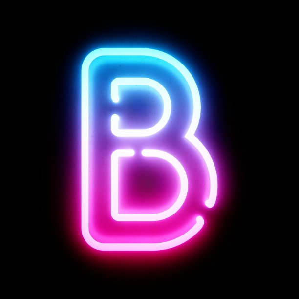 3D渲染蓝色和粉色霓虹灯字体在黑暗的背景图片下载