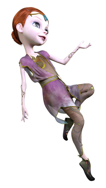 3D插图可爱的卡通童话精灵在白色图片下载