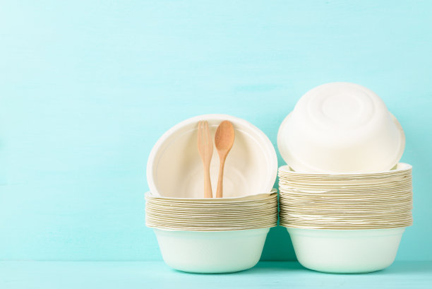 可生物降解的，可堆肥的，一次性或生态友好的器皿碗图片下载