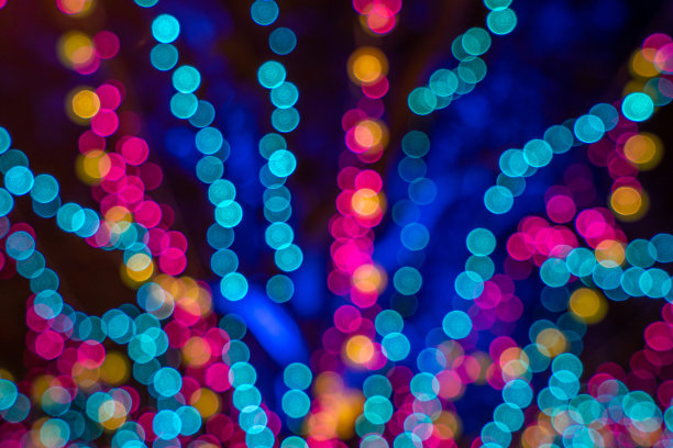 圣诞灯光装饰模糊节日的背景概念图片下载
