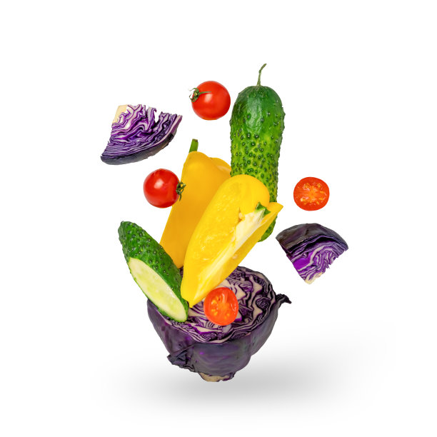 新鲜蔬菜，沙拉配料，白色背景图片下载