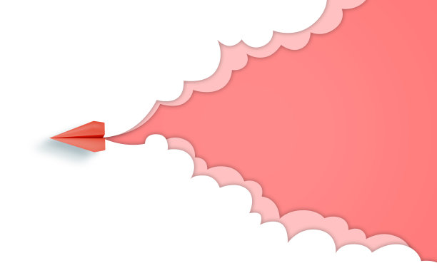 背景纸飞机和云背景3d渲染图片下载