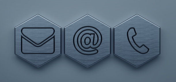 背景前六边形上的抽象接触图标图片下载