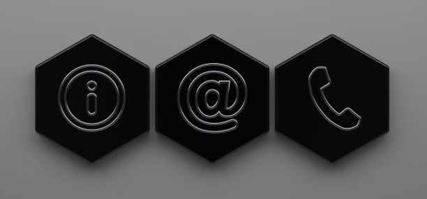 背景前六边形上的抽象接触图标图片下载