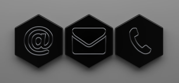 背景前六边形上的抽象接触图标图片下载