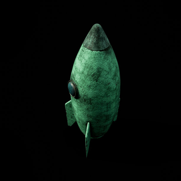 太空火箭孤立在黑色背景上图片下载