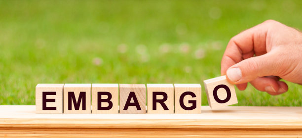 用木块写的单词禁运。的概念。图片下载