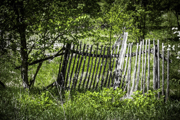 废弃的乡村木栅栏图片下载
