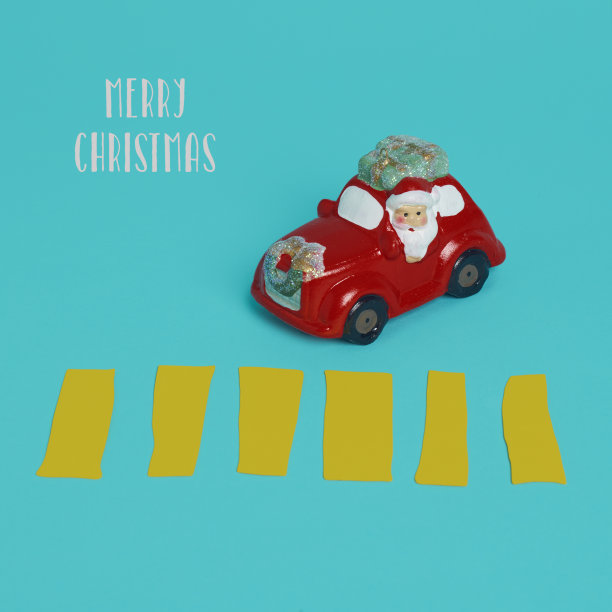 圣诞老人开车，发短信说圣诞快乐图片下载