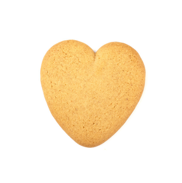 姜饼心孤立在白色背景上图片下载