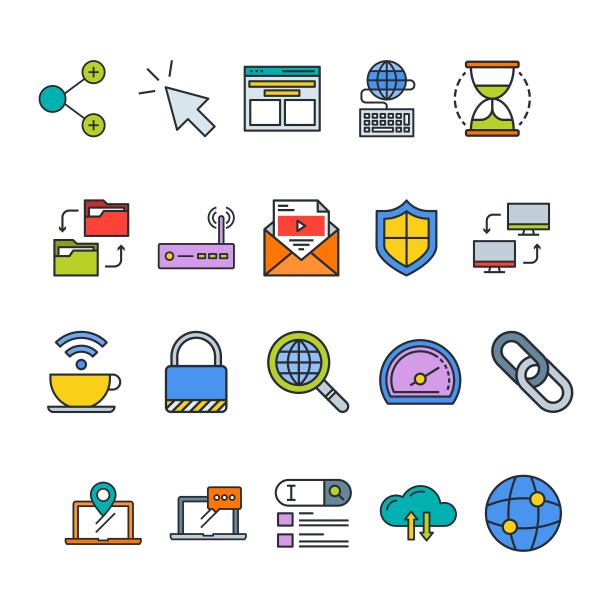 互联网、网络、网站图标收藏。平面风格矢量插图。图片下载