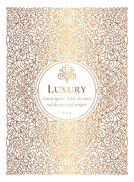 金色豪华请柬设计，带有矢量线性图案。古董装饰模板。可用于背景和壁纸。优雅和经典的矢量元素非常适合装饰。图片下载