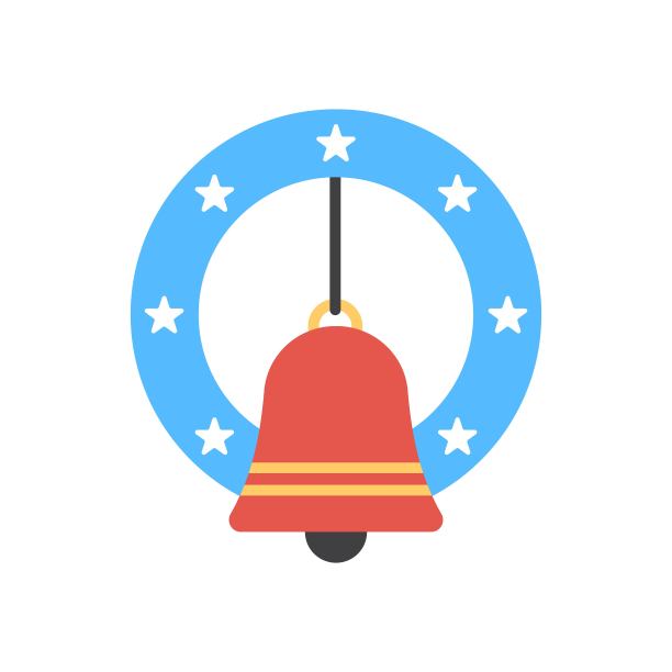 教堂钟与星圈图标插图。圣诞节，假日概念矢量插图。图片下载