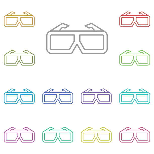 电影院3D多色图标图片下载