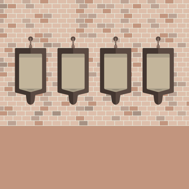 平面设计的男子小便器行矢量插图。图片下载