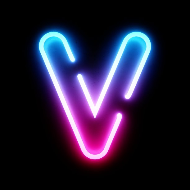 3D渲染蓝色和粉色霓虹灯字体在黑暗的背景图片下载