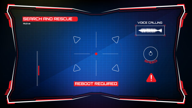 抽象未来的蓝色发光技术背景科幻框架hud UI和机器人命令目标图片下载