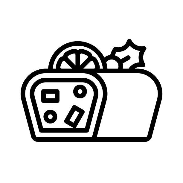 水果蛋糕图标，圣诞食物和饮料矢量图片下载