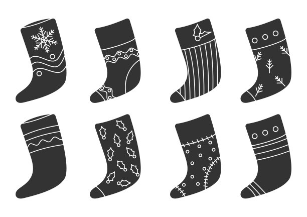 字形圣诞袜圣诞袜向量集图片下载