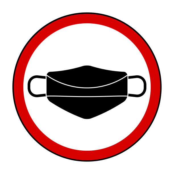 注意贴纸，必须戴口罩。向量贴纸图片下载