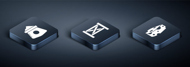 设置等距袋面粉，奶酪和花园栅栏木制图标。向量图片下载